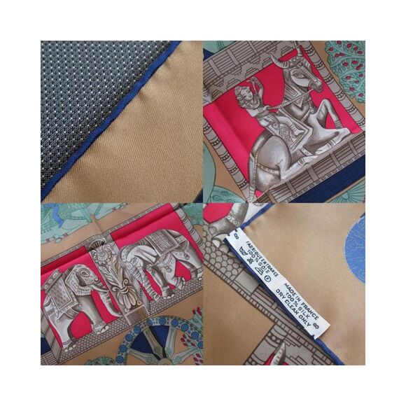 Pre Loved Hermes Les Elephantes Carre Silk Scarf Women Multicolour Scarves & - Picture 4 of 5